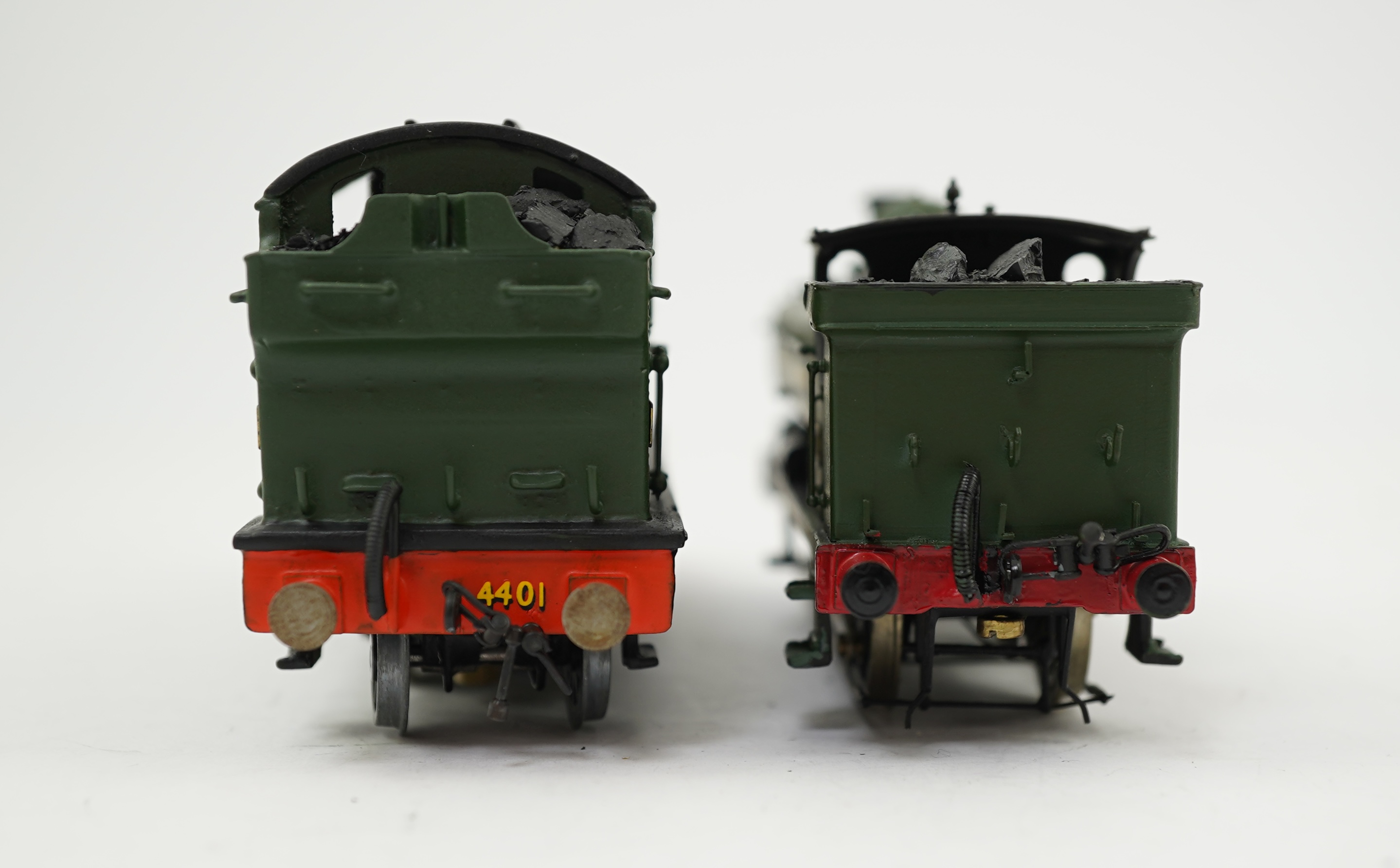 Two 00 gauge brass and white metal kit built GWR tank locomotives; a 4400 class 2-6-2 Prairie Tank, 4401, together with an 1854 class 0-6-0PT, 1861, constructed, painted and lined to a high standard, both motored for two